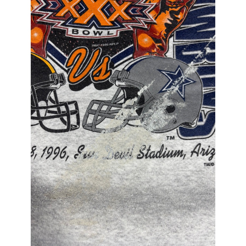 Vintage 1996 Super Bowl XXX Tultex Sweatshirt Mens XL Steelers vs Cowboys Gray - Picture 3 of 12
